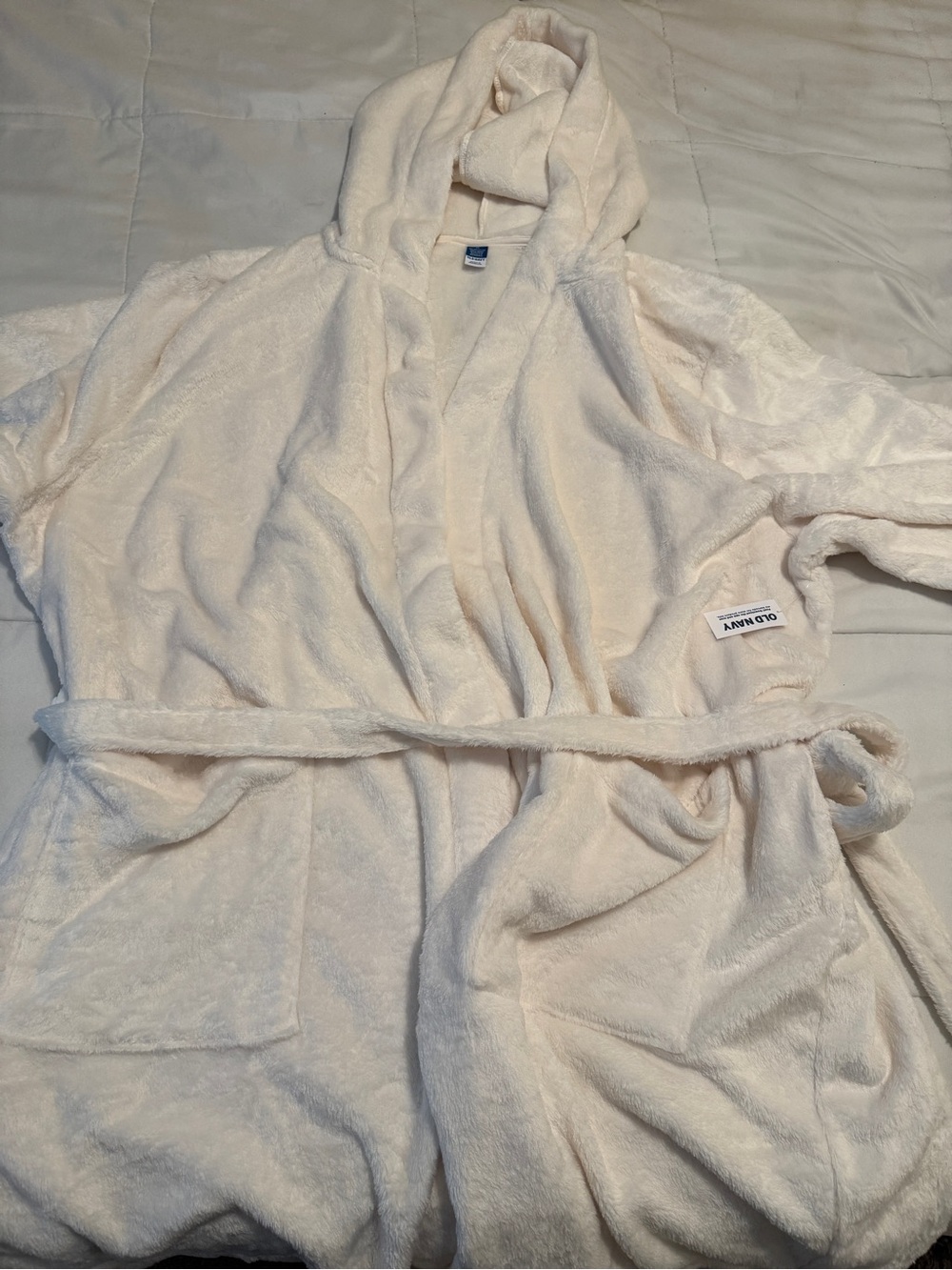 Old Navy Cozy Hooded Plush Bathrobe in Cream- XXL (Brand New) - Picture 5 of 5
